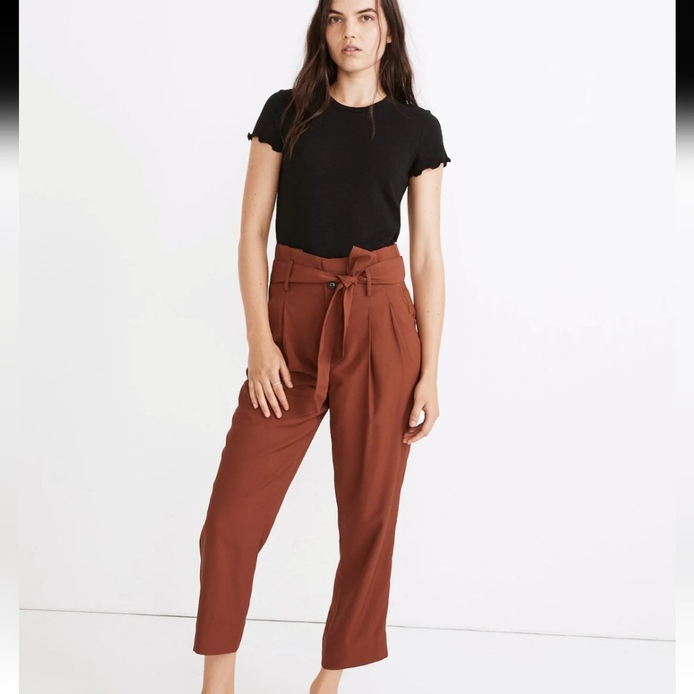 Madewell High Rise Tall Paperbag Pants Size4 Retro,Preppy Style Maplesyrup Color